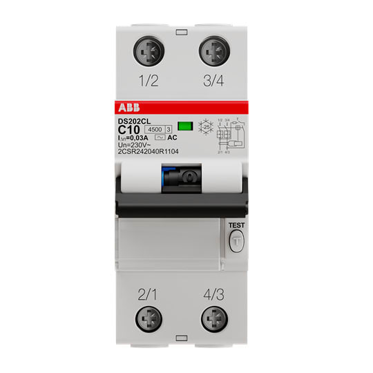ABB SPA - ABBDS2CLC10AC30 DS202C L INT.DIFF.MAGN 4,5KA 2P AC C10 3