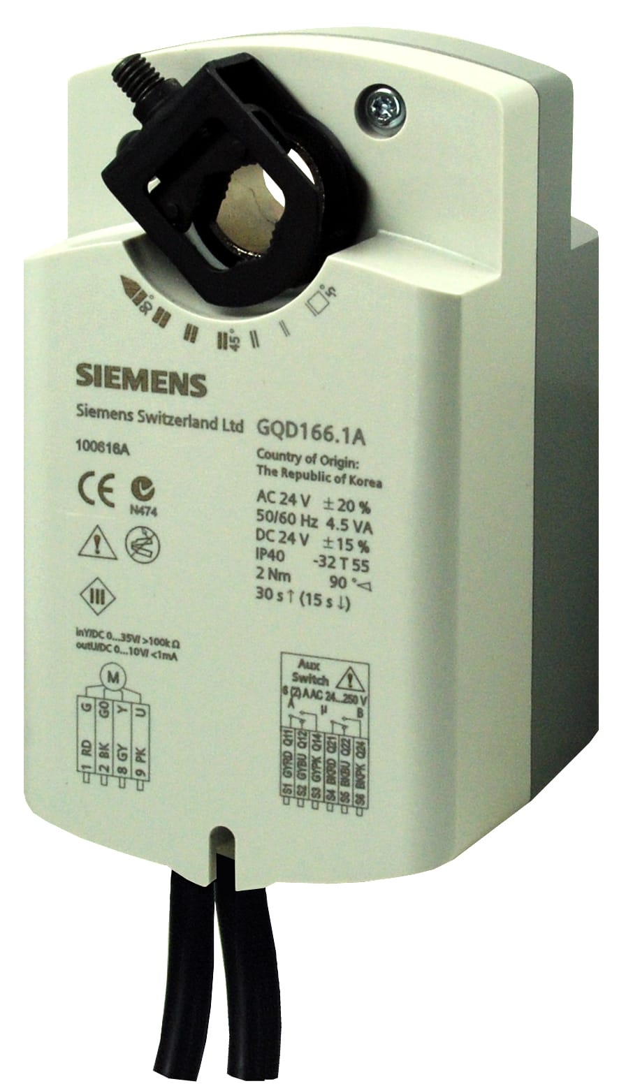 SIEMENS - BUILDING T - BCTBPZ:GQD126.1A SERV. SER. AC/DC 24 V, 2 P, 2 NM, 2 AUX