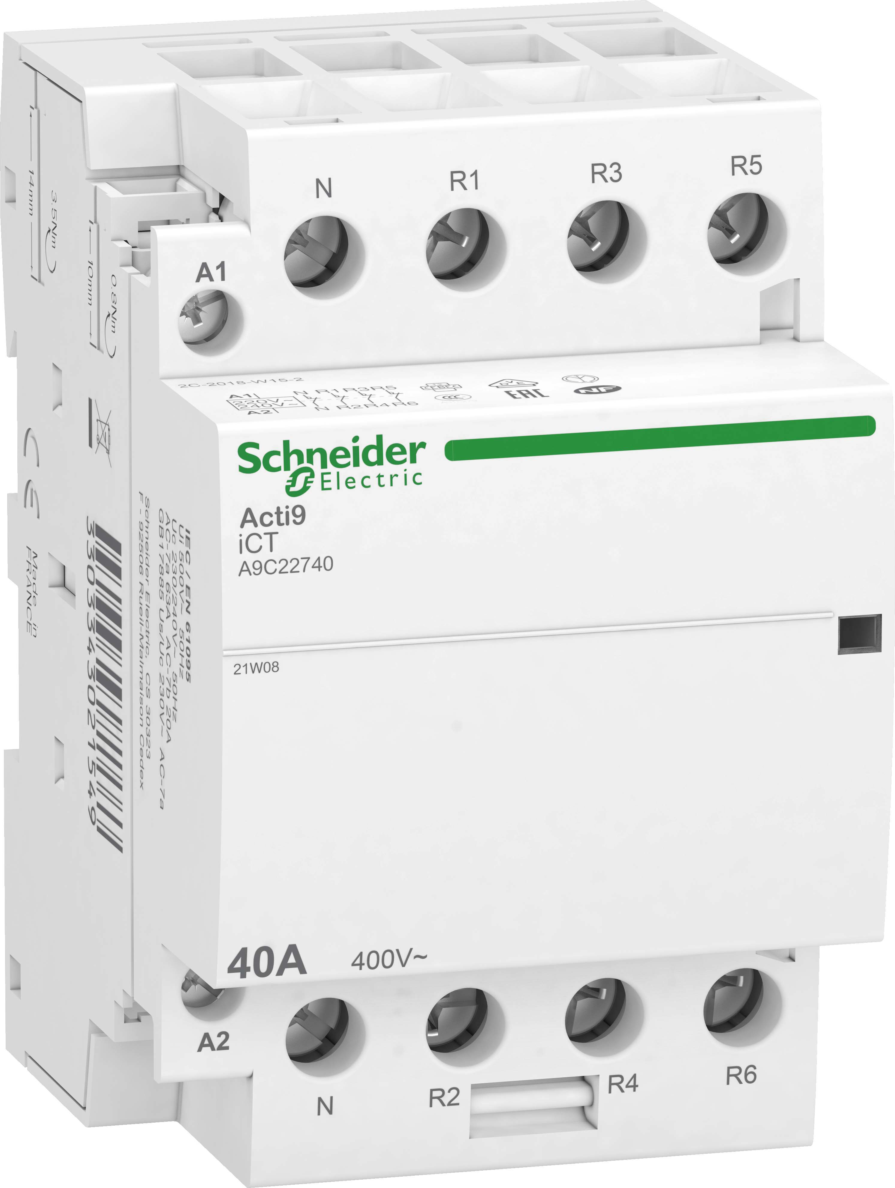 SCHNEIDER ELECTRIC - SNRA9C22740 CONT. ICT 4NC 40A COM. 230/240VCA 3P+N