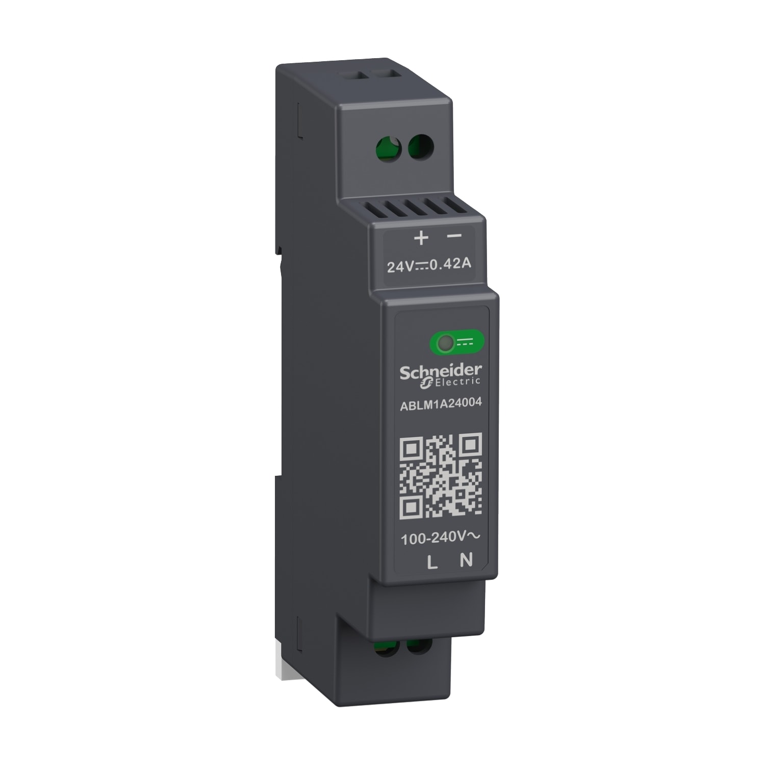SCHNEIDER ELECTRIC - SNRABLM1A24004 Regulated Power Supply, 100 to 240V AC, 24V, 0.4A, single phase, Modular