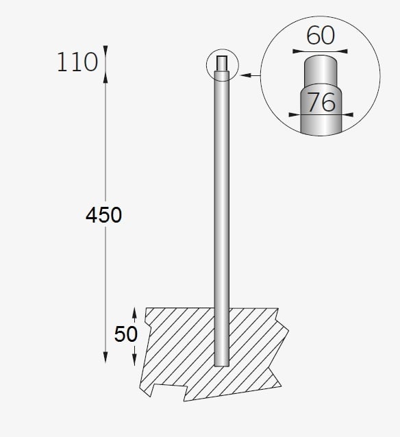 ARCLUCE SPA - ACL1097018X-21 PALO CIL. D76 4,5M C/RID.60X110 C/FIN.