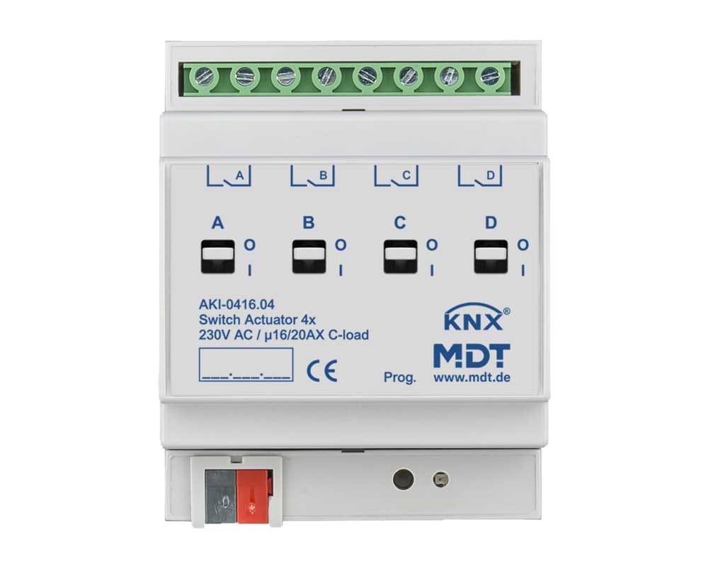 MDT ITALIA SRL - EYGAKI-0416.04 Attuatore KNX on/off 4 canali, 16A- 230V, industriale