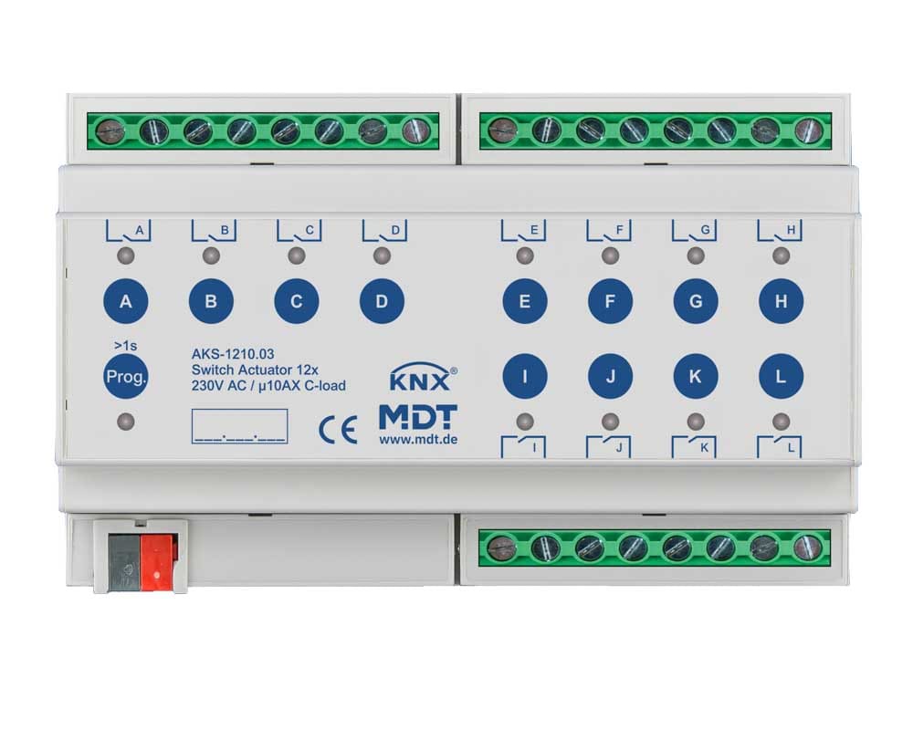 MDT ITALIA SRL - EYGAKS-1210.03 Attuatore KNX on/off 12 canali,230V,10A,C-Last,140µF