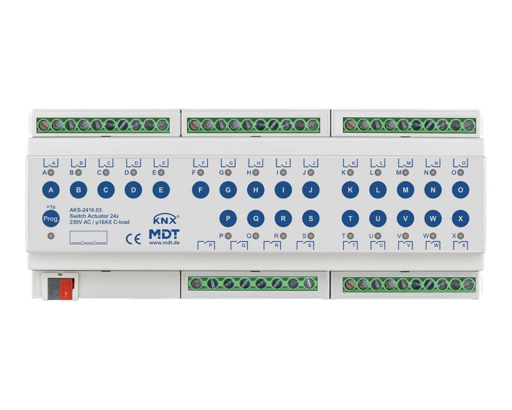 MDT ITALIA SRL - EYGAKS-2416.03 Attuatore KNX on/off 24 canali,230V,16A,C-Last,140µF
