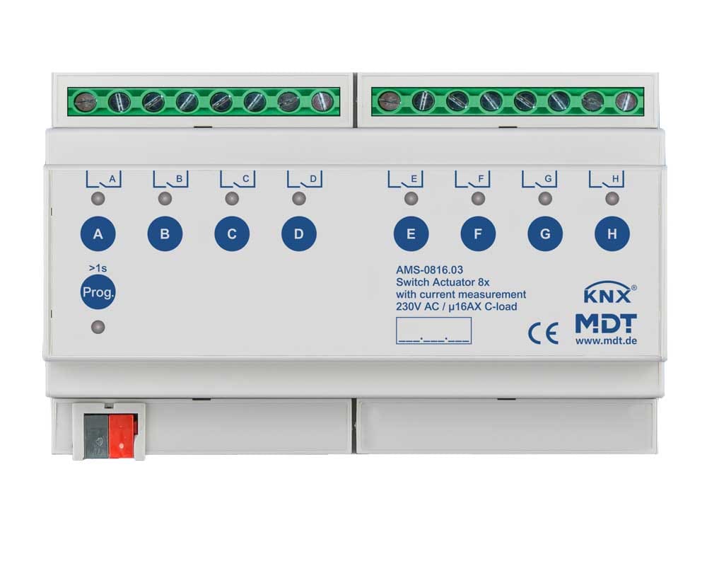 MDT ITALIA SRL - EYGAMS-0816.03 Attuatore KNX on/off 8 canali 230V,16A, C-Last,ric.cor