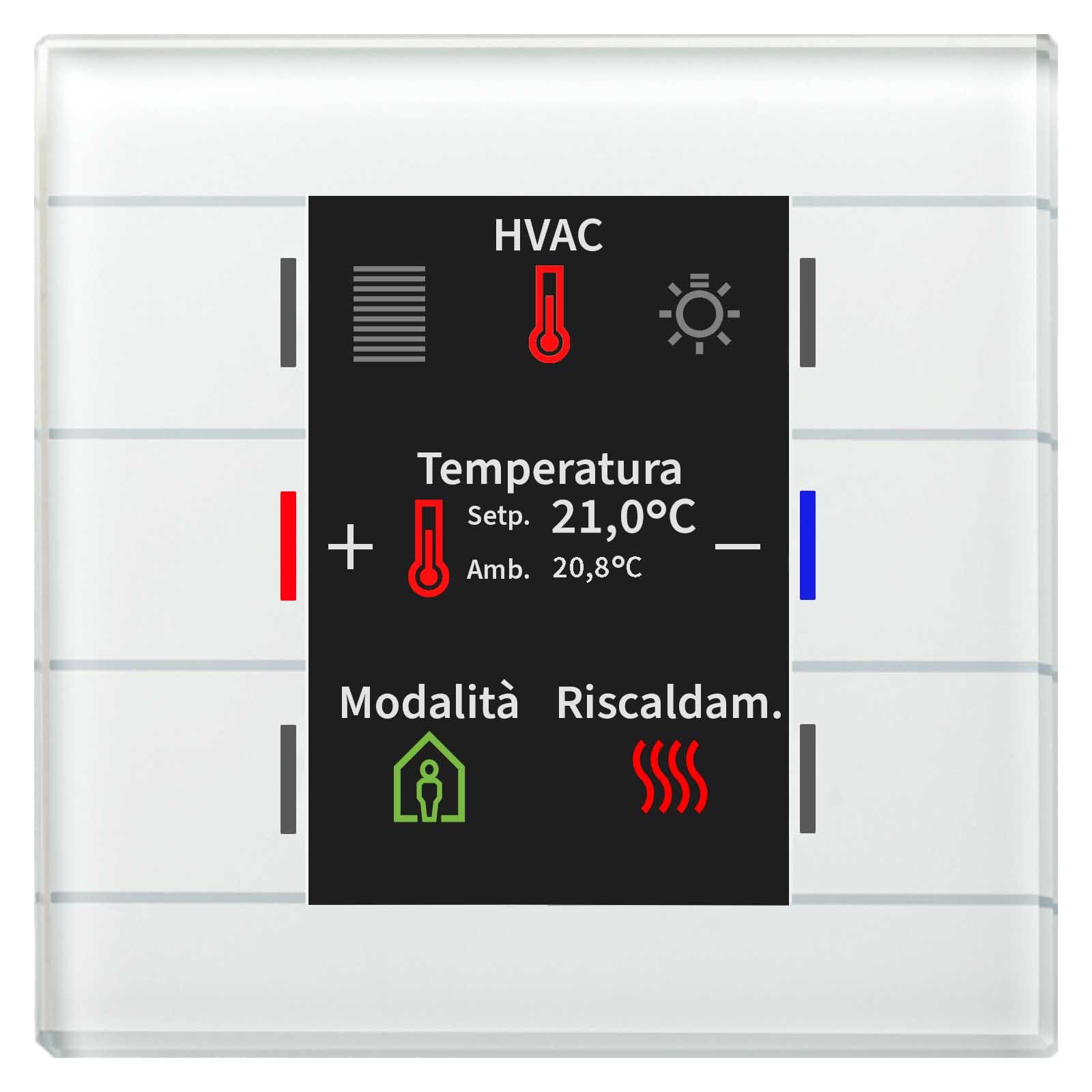 MDT ITALIA SRL - EYGBE-GT2TW.02 Tastiera KNX in vetro 6 tasti con display + T°, bianco
