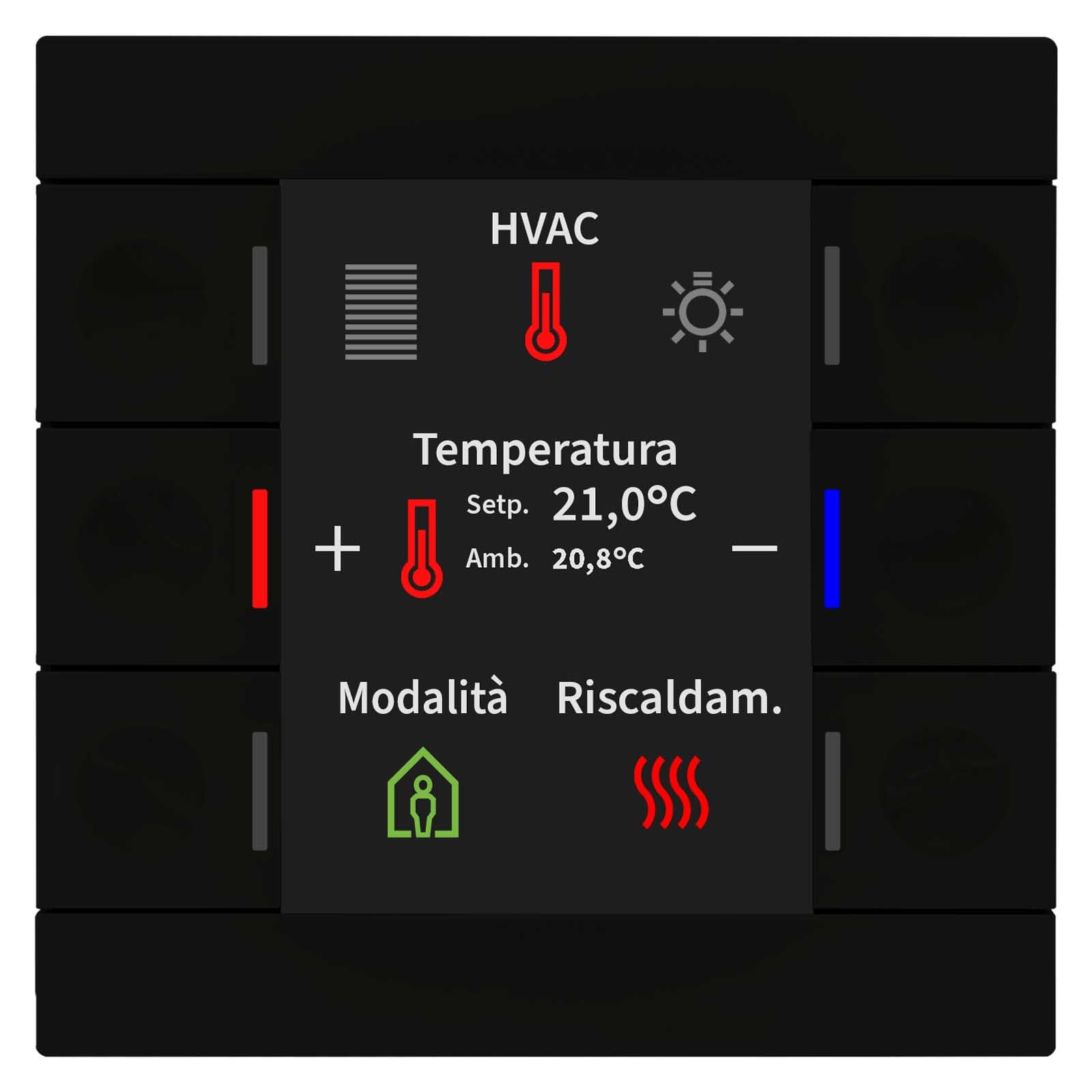 MDT ITALIA SRL - EYGBE-TAS86T06.02 Tastiera KNX Smart 86, 6 tasti, display + T°, nero opaco