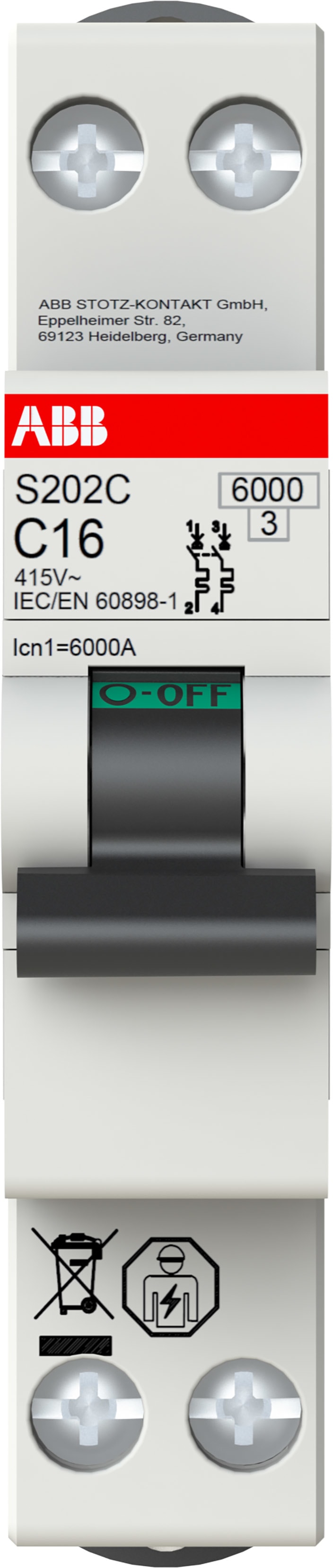 ABB SPA - ABBS202CB6 S202C-B6 INTERR. AUTOMATICO 2P1M 6KA