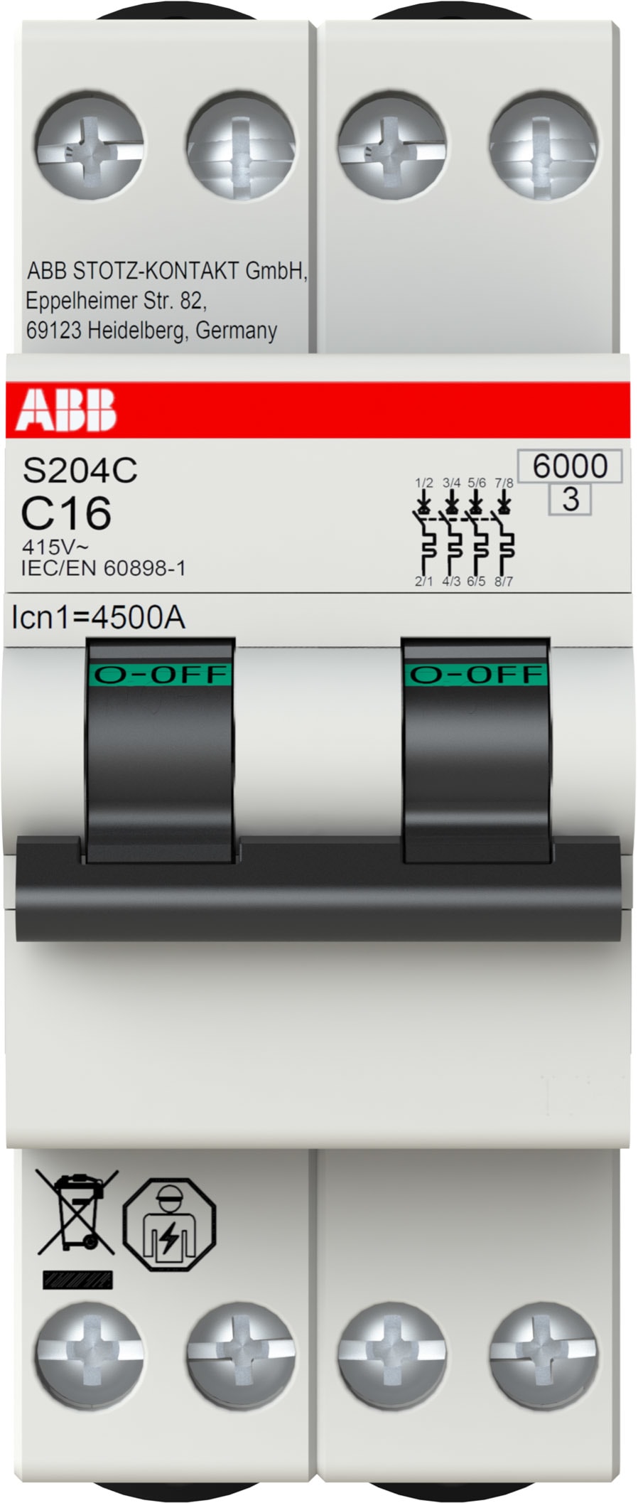 ABB SPA - ABBS204CC6 S204C-C6 INTERR. AUTOMATICO 4P2M 6KA