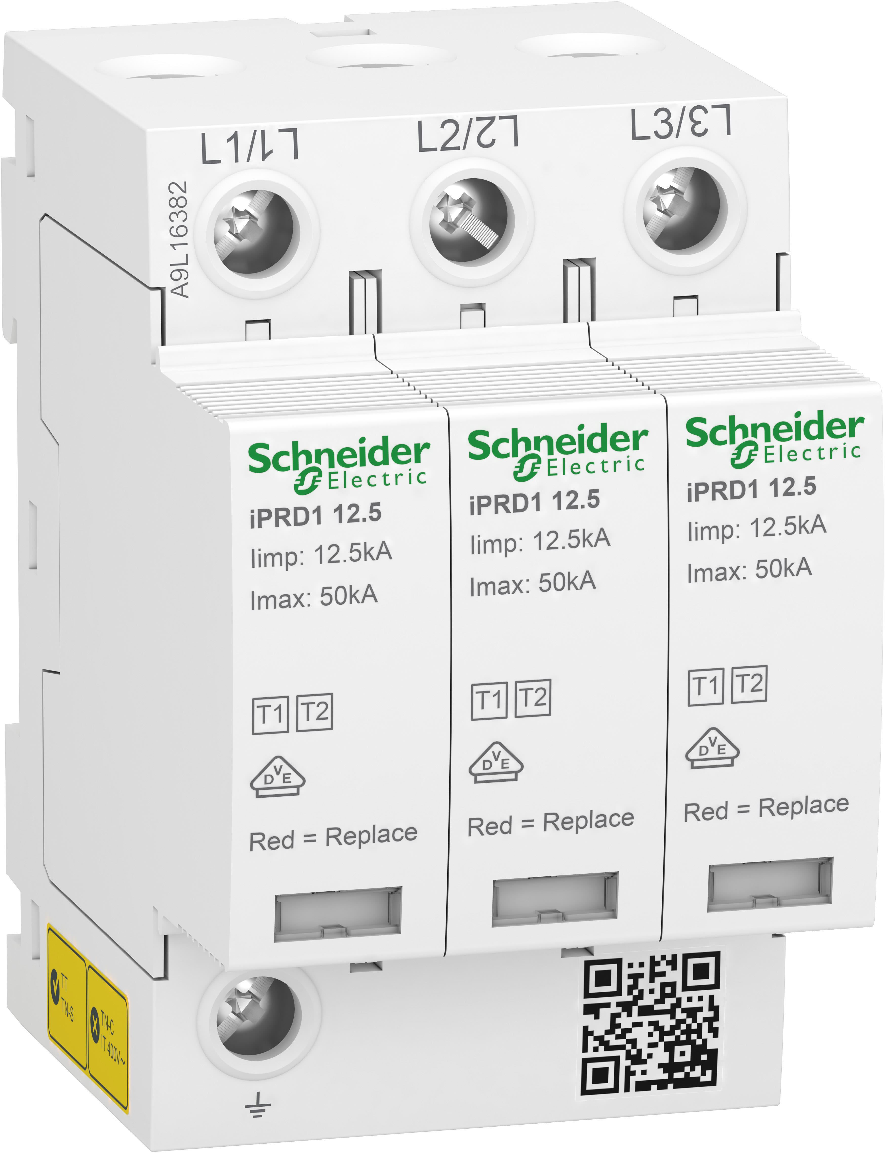 SCHNEIDER ELECTRIC - SNRA9L16382 SPD Acti9 iPRD1 12.5, 3 P, 350 V, con segnalazione remota