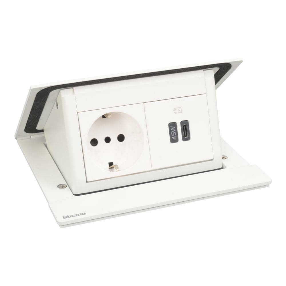 BTICINO - BTI150443NW INCARA - POP-UP P30 + USB C PD WHITE
