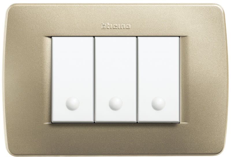 BTICINO - BTIC4803GM LUNA - PLACCA 3P GIALLO METALLIZZATO