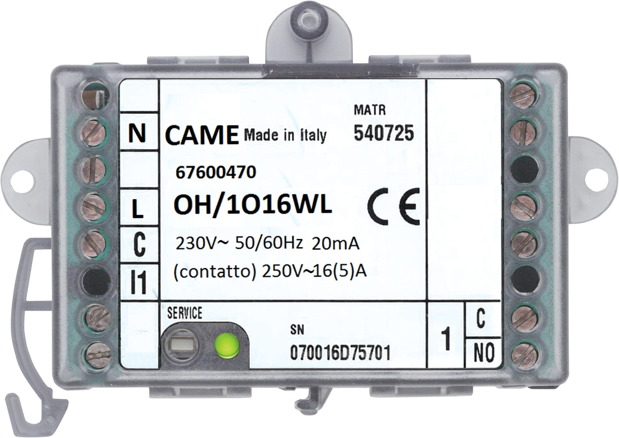 CAME SPA - CMC67600470 OH/1O16WL MODULO 1 USCITA 16A RADIO