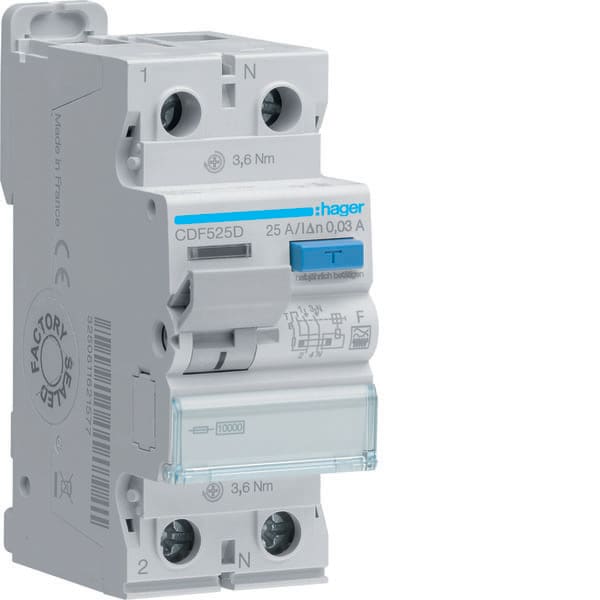 HAGER - HAGCDF525D FI-Schalter 2P 10kA 25A 30mA Typ F