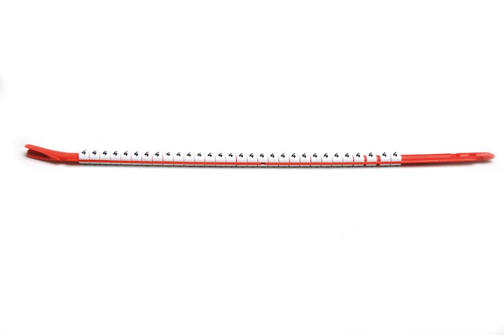 CEMBRE SPA - CEM17930-6 SEGNACAVO SM-06 SNAP SU SUPPORTO, PER CAVI DI DIAMETRO 2,6-3,5mm E SEZIONE 0,75-1,5mmq, BIANCO, CON STAMPA NERA NUMERO "6", 50 PZ SU SUPPORTO ROSSO