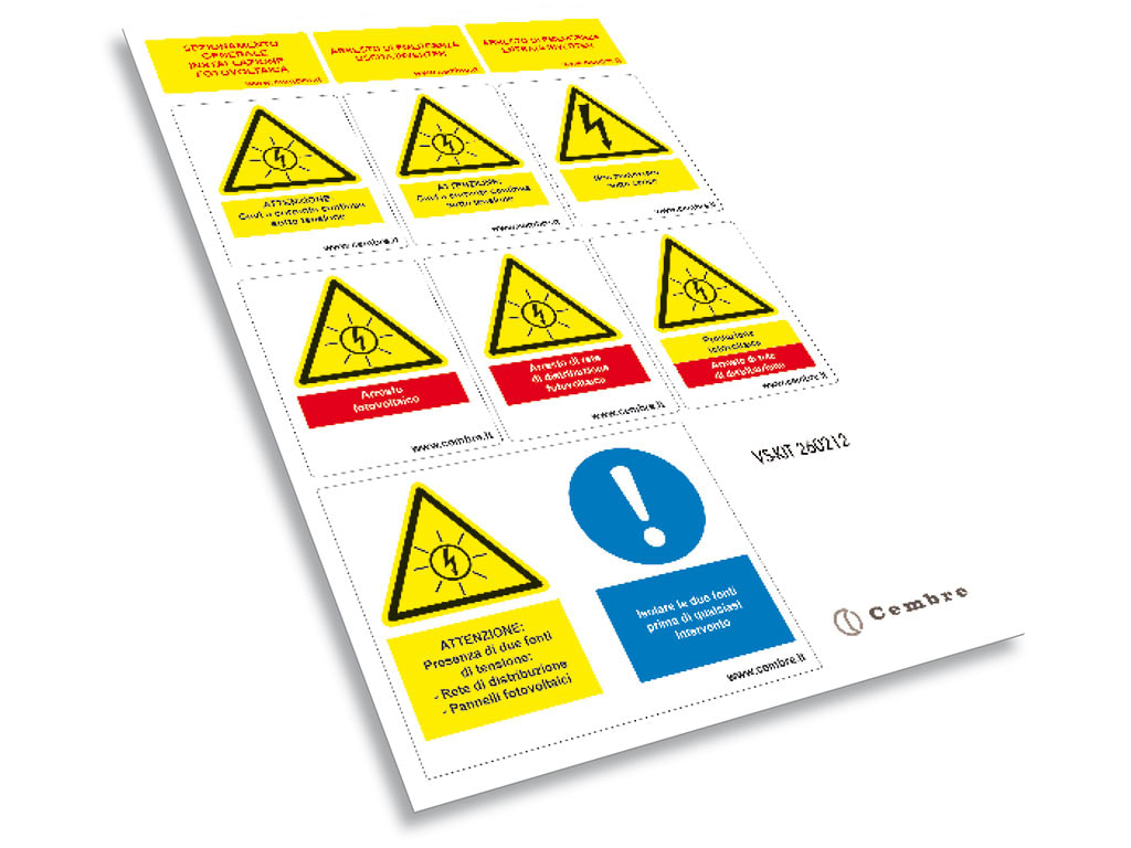 CEMBRE SPA - CEM260212 ETICH.VS-KIT SOLARE X IMP.ELET.130X200