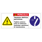 CEMBRE SPA - CEM2613500 ETICHETTA ADESIVA PER IMPIANTI ELETTRICI, TESTO "PERICOLO, TENSIONE ELETTRICA PERICOLOSA"