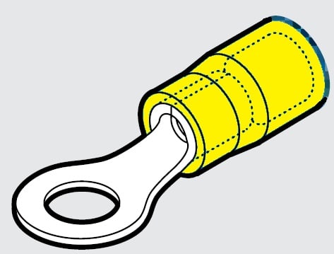 CEMBRE SPA - CEMGP-M6 CAPOCORDA AD OCCHIELLO, PREISOLATO IN POLICARBONATO, GIALLO, PER CONDUTTORI IN RAME, HALOGEN FREE, VITE 6mm SEZIONE 4-6 mmq