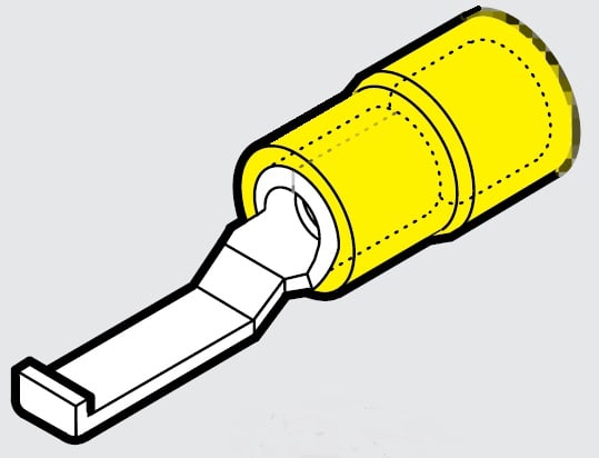 CEMBRE SPA - CEMGP-PPL46 CAPOCORDA AD UNCINO, PREISOLATO IN POLICARBONATO, GIALLO, PER CONDUTTORI IN RAME, HALOGEN FREE, P=17,5 B=4,6 SEZIONE 4-6 mmq