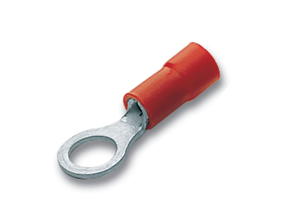 CEMBRE SPA - CEMRF-M4/3 CAPOCORDA AD OCCHIELLO, PREISOLATO IN PVC, ROSSO, PER CONDUTTORI IN RAME, VITE 4mm B=7,8 SEZIONE 0,25-1,5 mmq