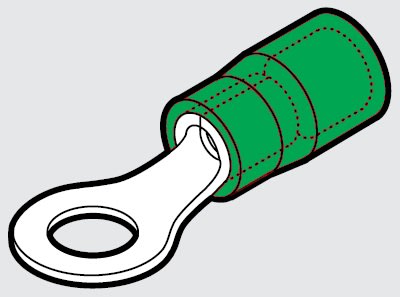 CEMBRE SPA - CEMVP-M3 CAPOCORDA AD OCCHIELLO, PREISOLATO IN POLICARBONATO, VERDE, PER CONDUTTORI IN RAME, HALOGEN FREE, VITE 3mm SEZIONE 0,2-0,5 mmq