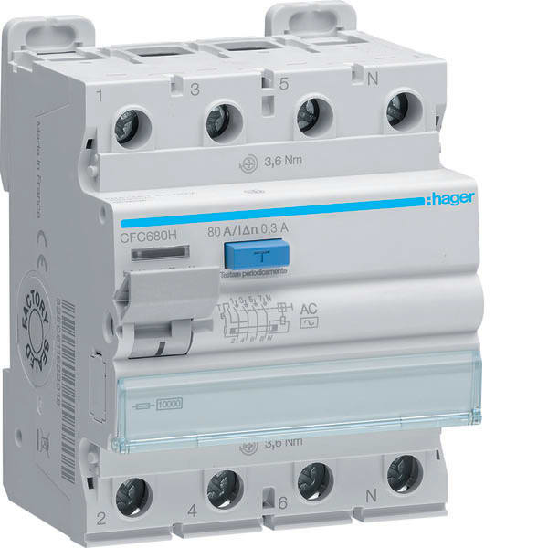 HAGER - HAGCFC680H INT DIFF ACC 4P 300MA 80A AC 4M