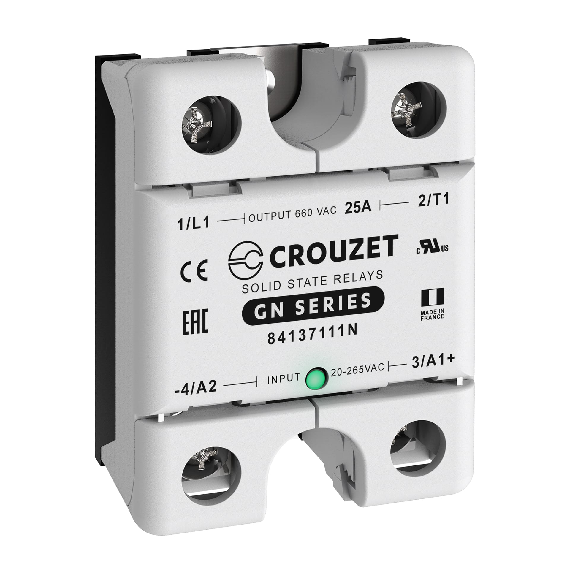 CROUZET - CRO84137111N SSR, GN, SINGLE PHASE, PANEL MOUNT, 25A,