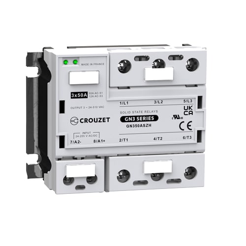 CROUZET - CROGN350ASZH SSR, GN3, 3-PHASE, PANEL MOUNT, 50A, IN