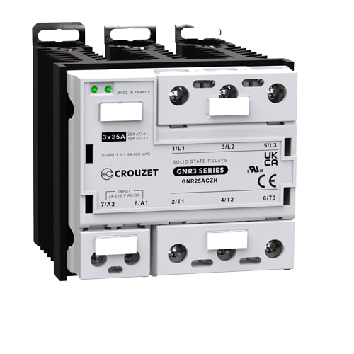 CROUZET - CROGNR25ACZH SSR, GNR3, 3-PHASE, DIN RAIL, 25A, IN 24