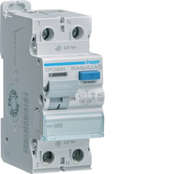 HAGER - HAGCPC580H INT DIFF ACC 2P 300MA 80A AC SEL 2M