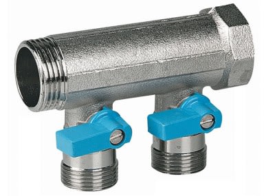 HENCO - CAPPELLOTTO - CPLVB050502BLAUW COLLETTORE C/VALV.SF. 3/4 X2XEK MAN. BLU