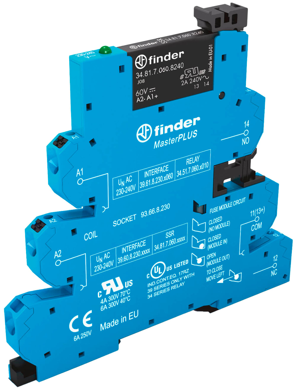 FINDER SPA - FIN396002408240 MASTERPLUS INTERFACCIA SSR 1NO MORSPUSH-IN