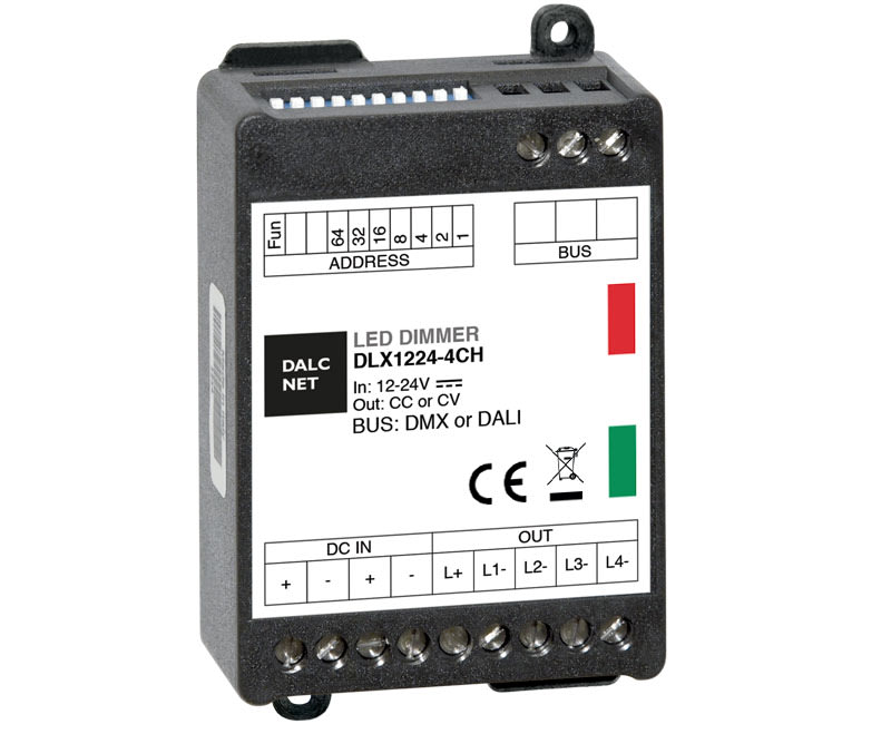 DIGIMAX SRL - DIXDLX-4CC500-DMX DIMMER DMX CC 12-24VIN 4CH 500MA