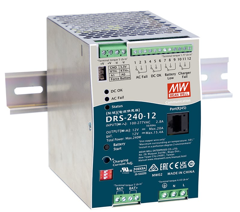 DIGIMAX SRL - DIXDRS-240-12 ALIMENTATORE DIN RAIL SICUREZZA UPS 240W
