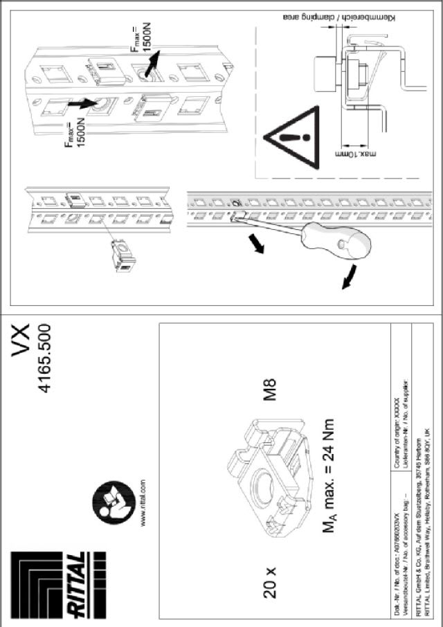 RITTAL SPA - RIT4165500 VX DADI A GABBIA M8 - 20PZ