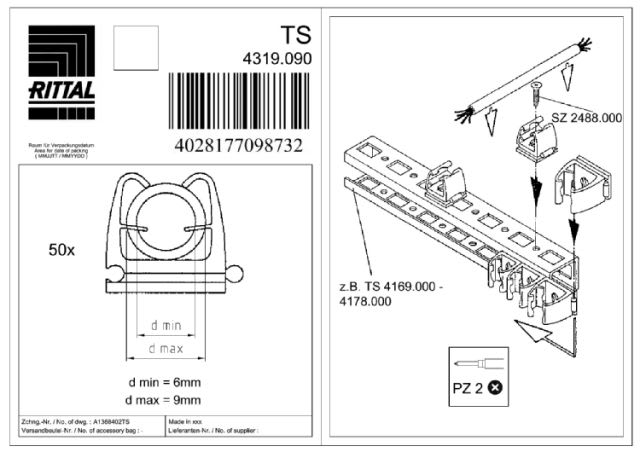 RITTAL SPA - RIT4319090 PS 50 FISSAGGI PER CAVI 6- 9