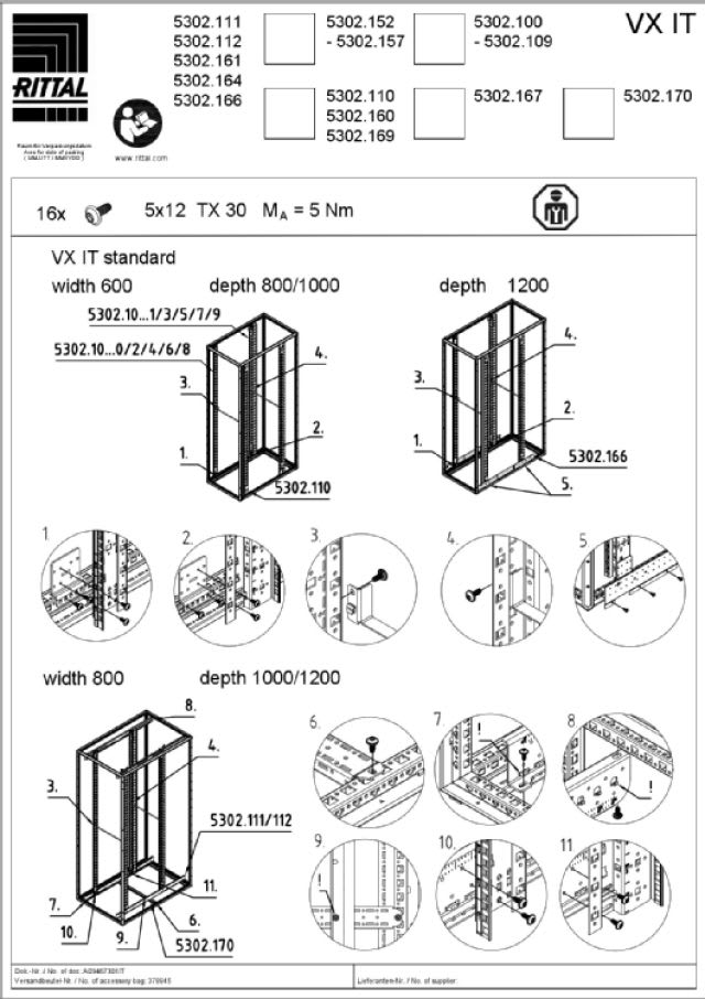 RITTAL SPA - RIT5302102 VX IT KIT PROFILI 19 FRONT. 24U STD-2PZ
