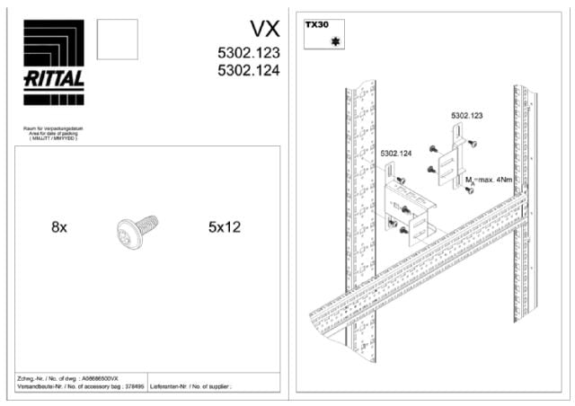 RITTAL SPA - RIT5302124 VX IT RINFORZO PER PROFILI 19 X800MM-2PZ