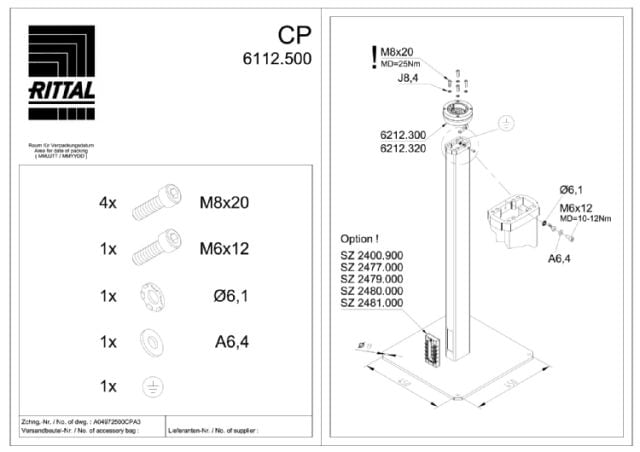 RITTAL SPA - RIT6112500 CP PIEDISTALLO H.1150MM