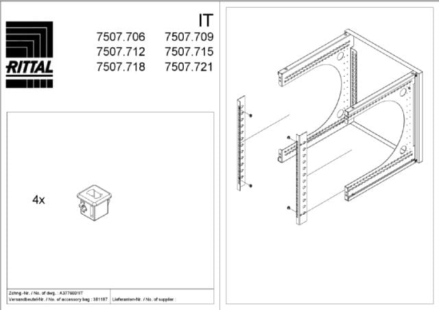 RITTAL SPA - RIT7507715 PROF. PORTANTI PER FLATBOX, 15 HE - 2PZ