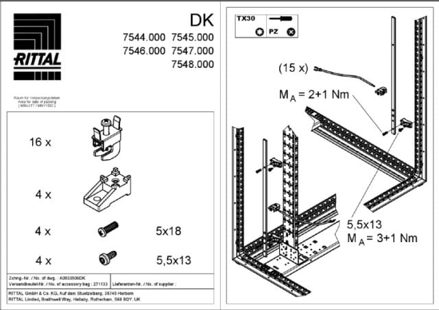 RITTAL SPA - RIT7546000 DK SBARRA X MESSA A TERRA 1800 MM