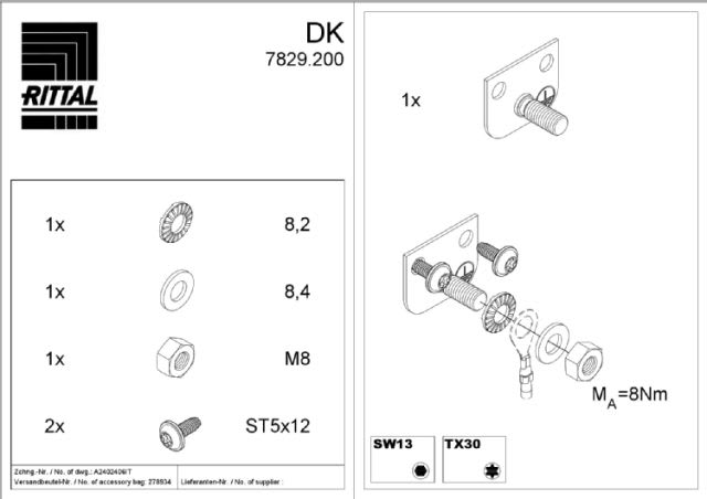 RITTAL SPA - RIT7829200 DK PUNTO MESSA TERRA CENTRALE