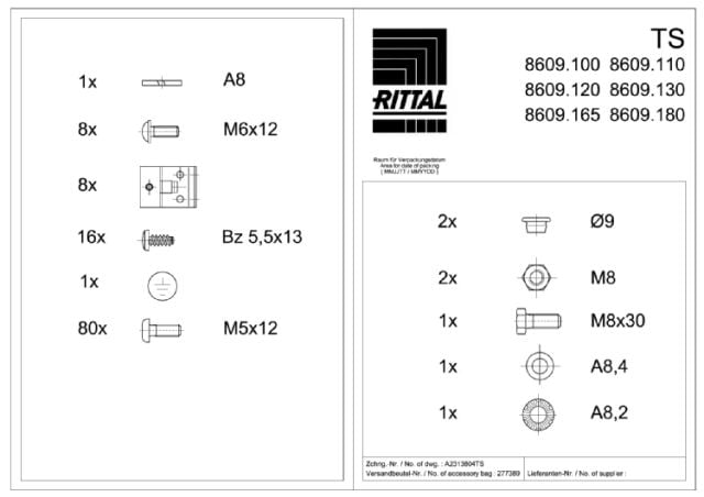 RITTAL SPA - RIT8609160 VX PIASTRA MODULARE CIECA - 1PZ