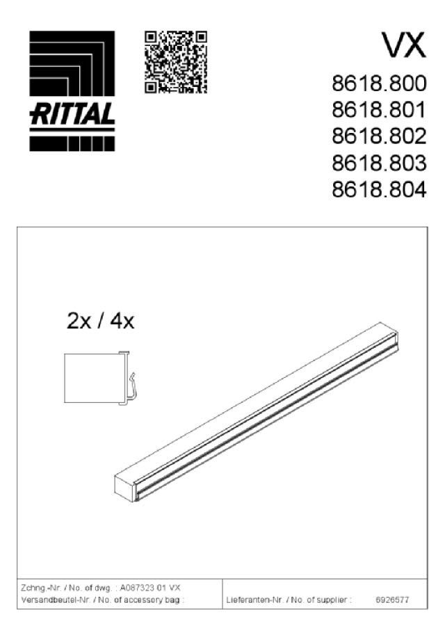 RITTAL SPA - RIT8618804 VX PROFILI PER ENTRATA CAVI 1600 - 4PZ