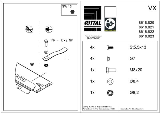 RITTAL SPA - RIT8618821 VX LAMIERE DI FONDO EMC 800MM - 1PZ