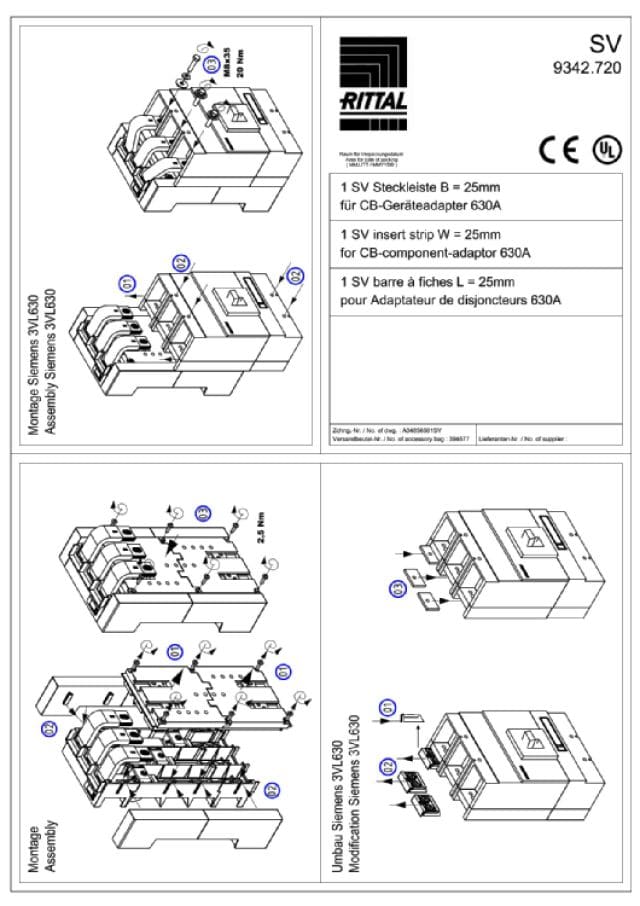 RITTAL SPA - RIT9342720 KIT DI ESTENSIONE L=25MM - 4PZ