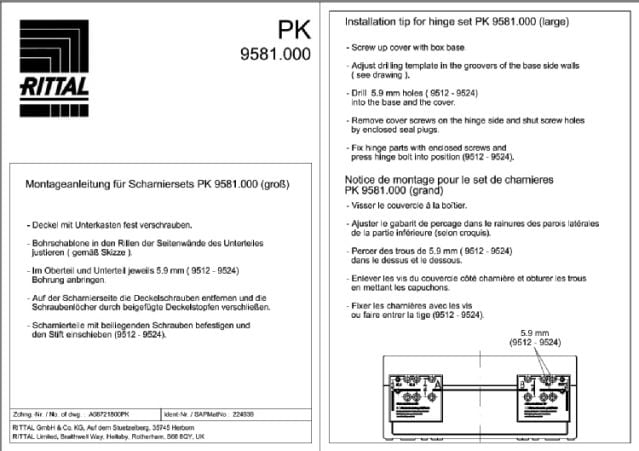 RITTAL SPA - RIT9581000 PK CERNIERE (10KIT)- 20 PZ