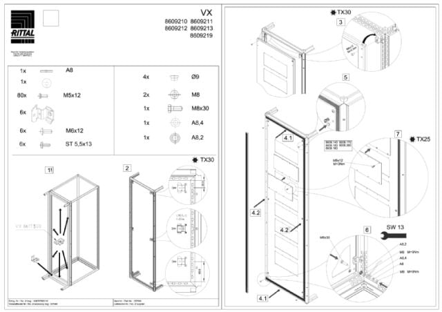 RITTAL SPA - RIT8609170 VX PIASTRA MODULARE PASS. CAVI - 1PZ