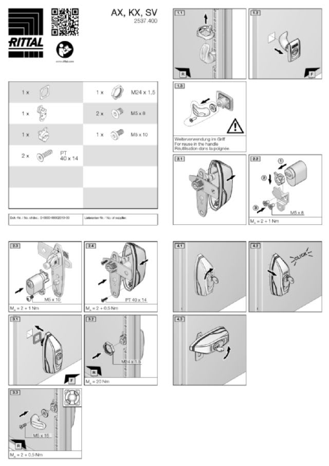 RITTAL SPA - RIT2537400 AX MANIGLIA MINI COMFORT INSERTO ASSA