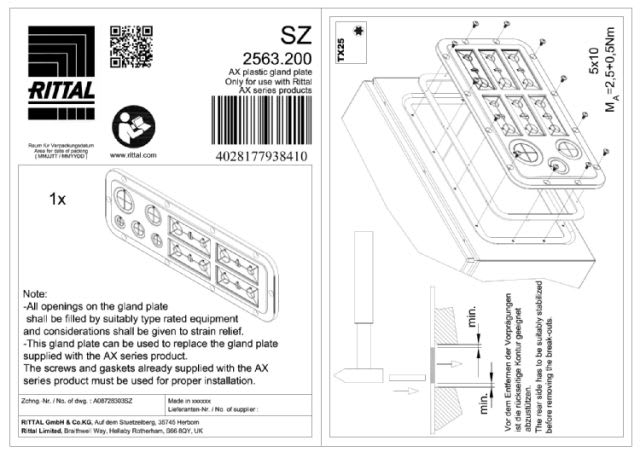 RITTAL SPA - RIT2563200 SZ INGRESSO CAVI PLASTICA MISURA 3